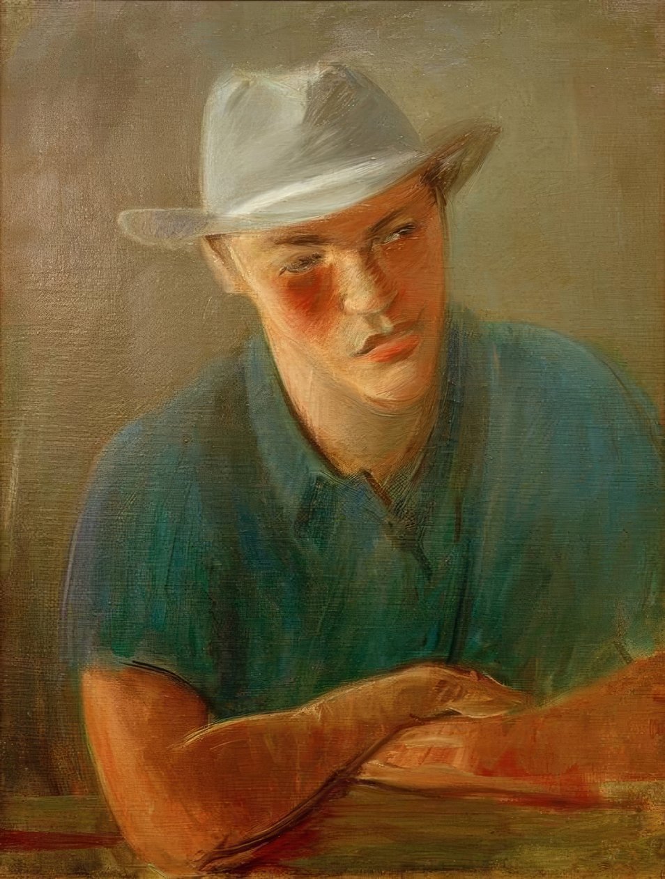 Portrett av en mann i hatt av Rudolf Levy