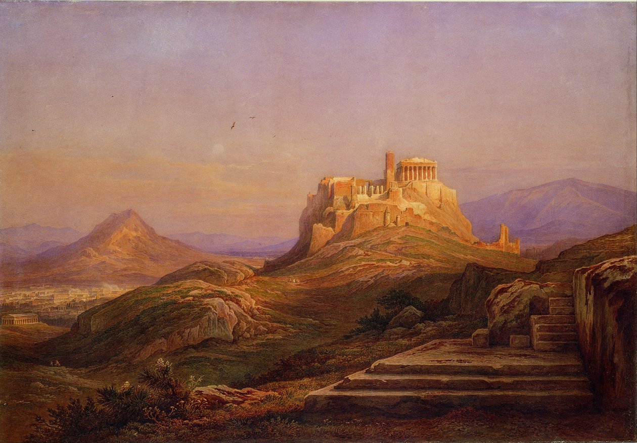 Utsikt over Akropolis fra Pnyx, 1863 av Rudolf Müller