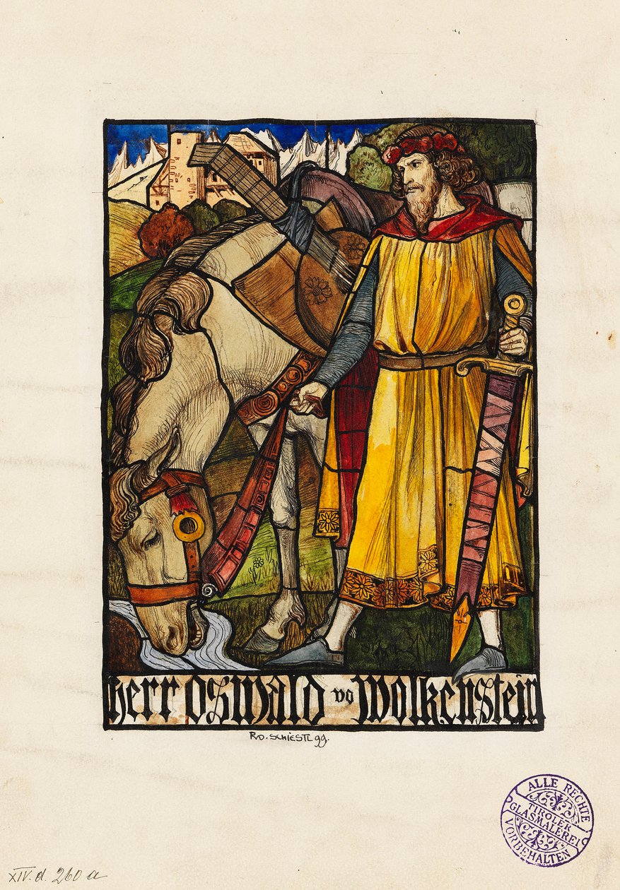 Oswald von Wolkenstein Design for glassmalerier, 1899. av Rudolf Schiestl