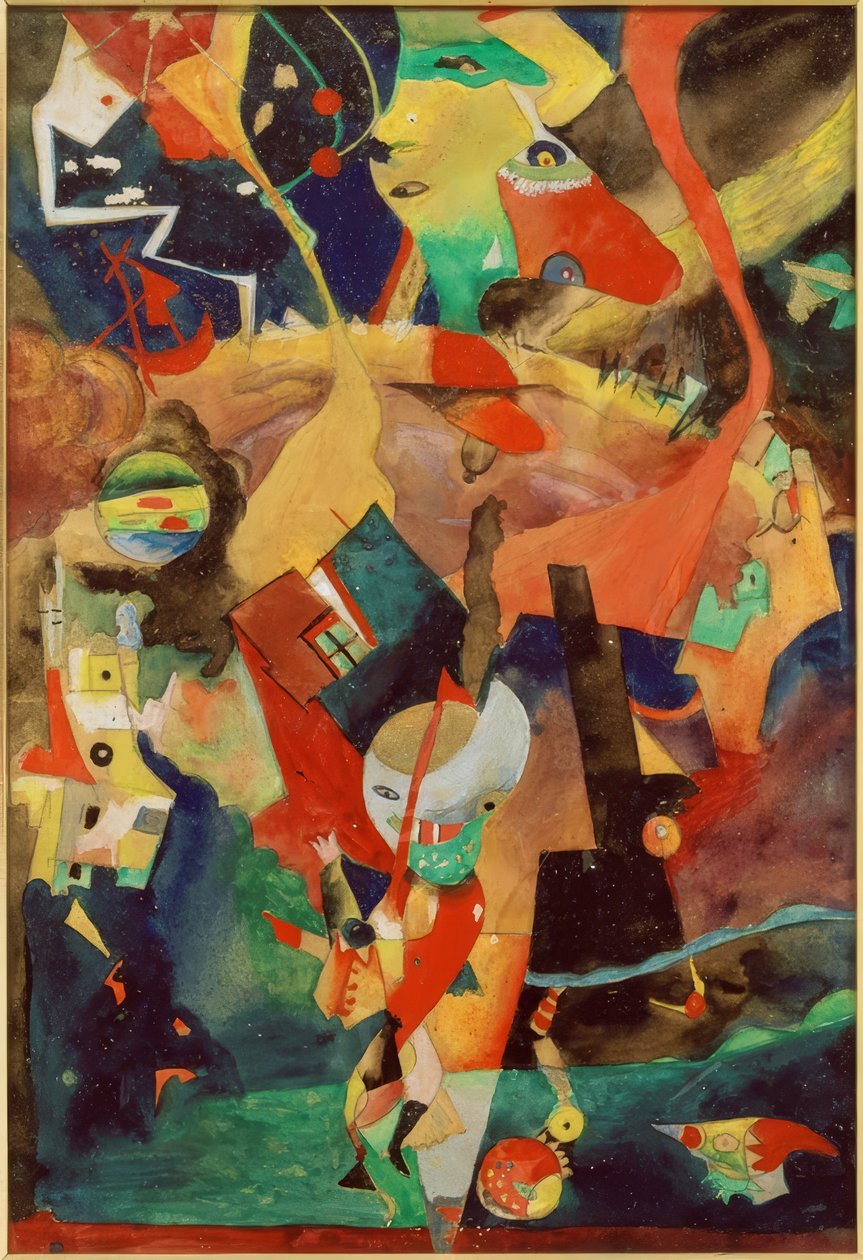 Apokalyptisk landskap med mytiske skapninger og figur av Rudolf Schlichter