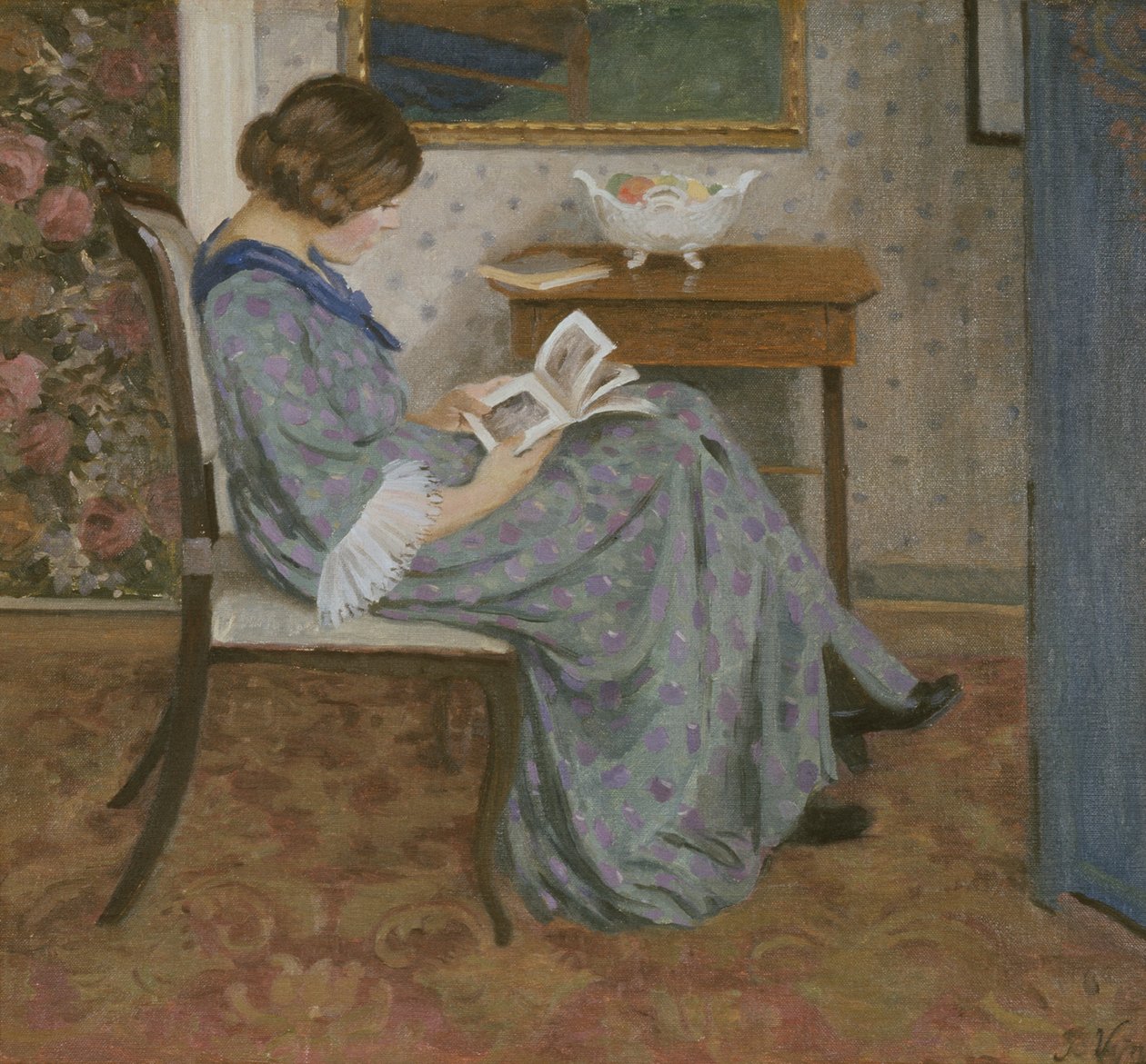 Leser i blått, rundt 1908 (olje på lerret) av Rudolf Vejrych