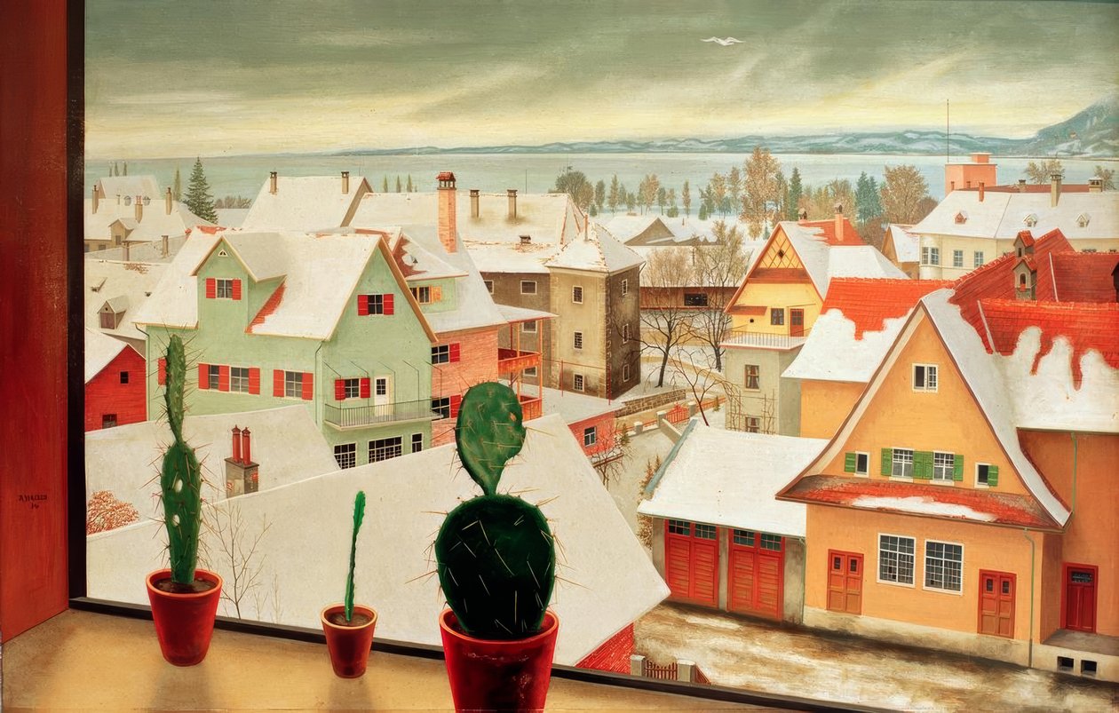 Vinterlandskap - utsikt fra studio av Rudolf Wacker