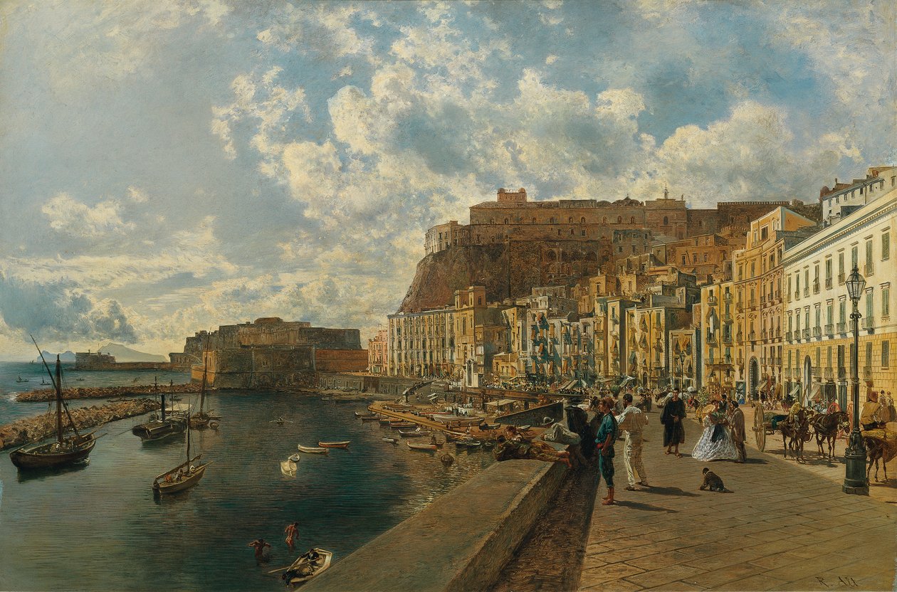 På stranden i Santa Lucia i Napoli av Rudolf von Alt