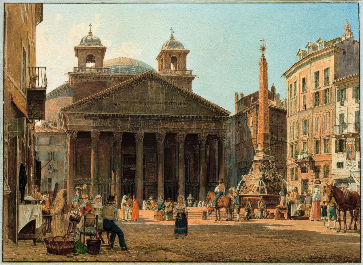Das Pantheon und die Piazza della Rotonda i Rom av Rudolf von Alt