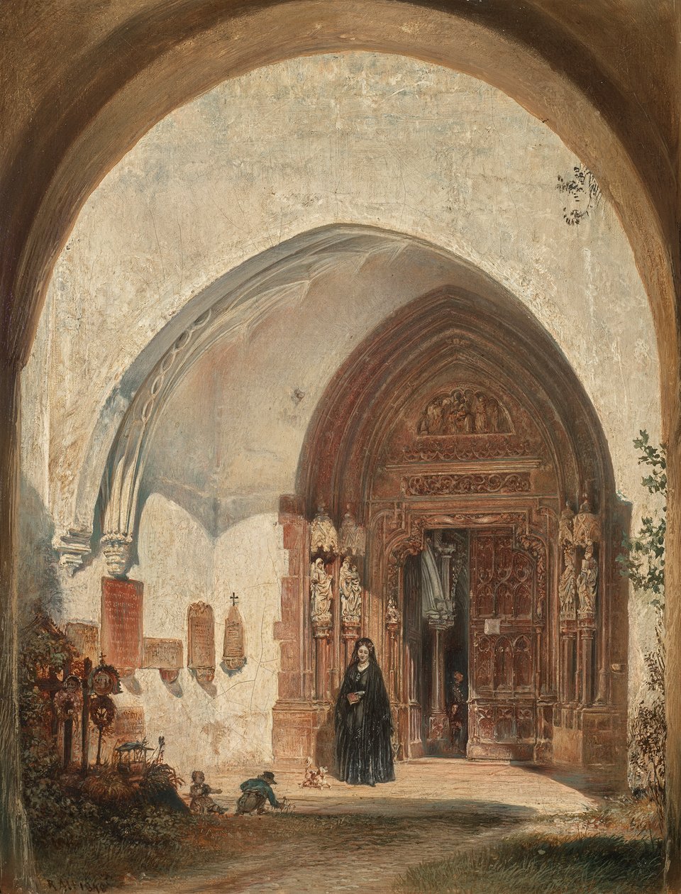 Portalen til Nonnberg Collegiate Church i Salzburg av Rudolf von Alt