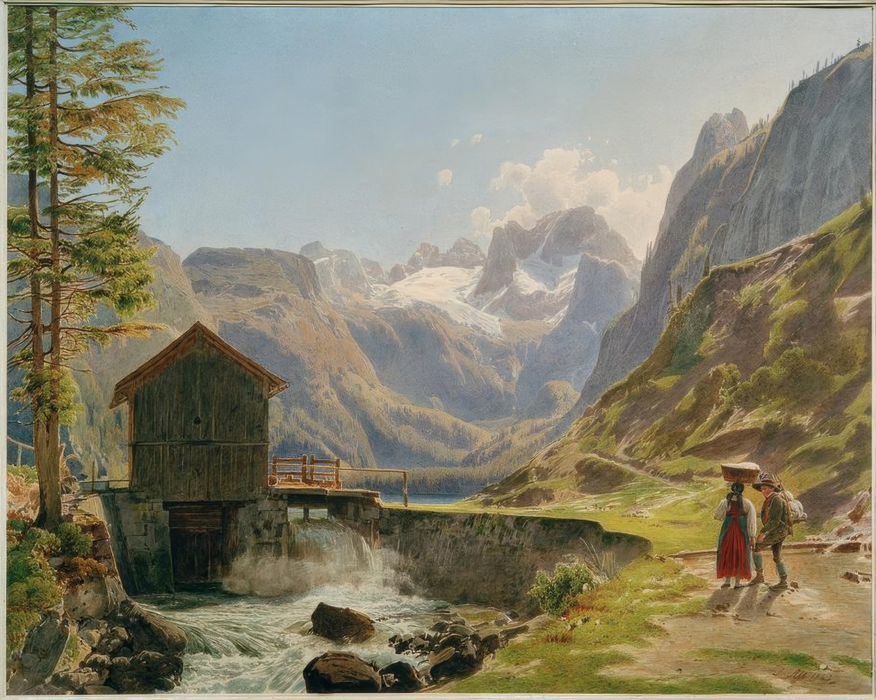 Dachstein i Salzkammergut fra Vorderen Gosausee av Rudolf von Alt