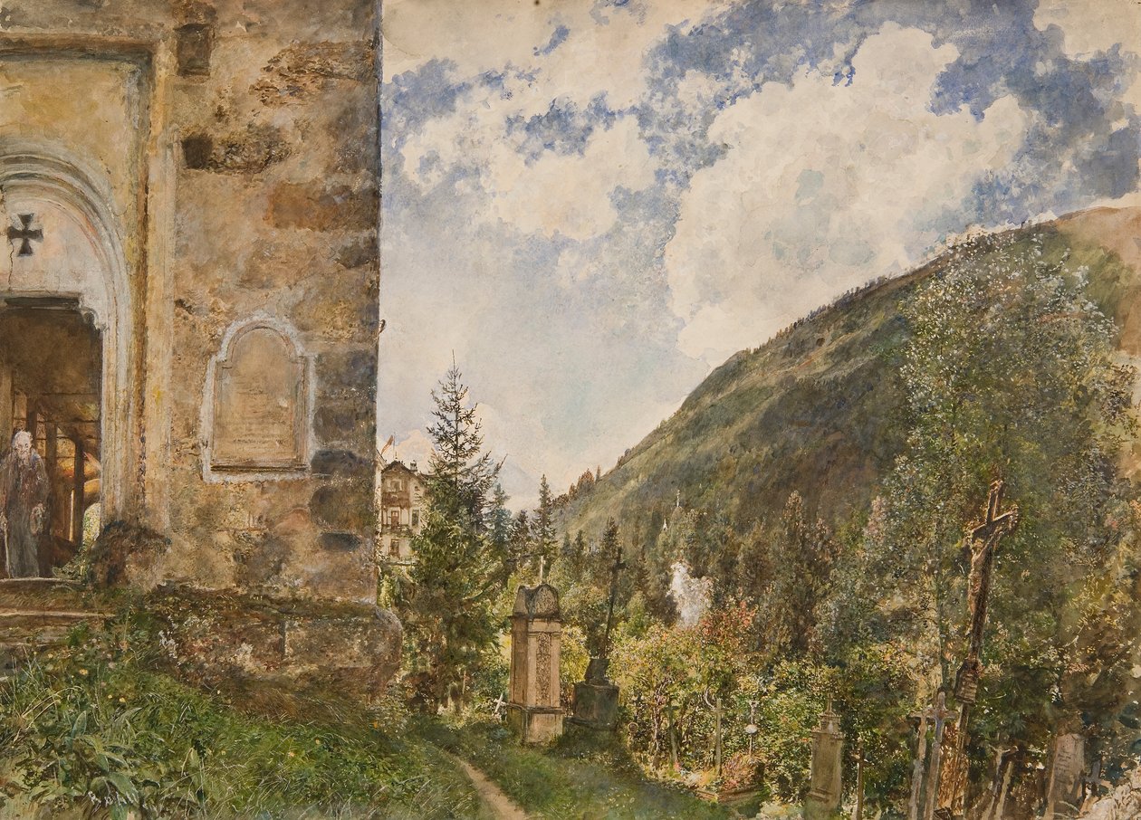 Kirkegården i Gastein av Rudolf von Alt