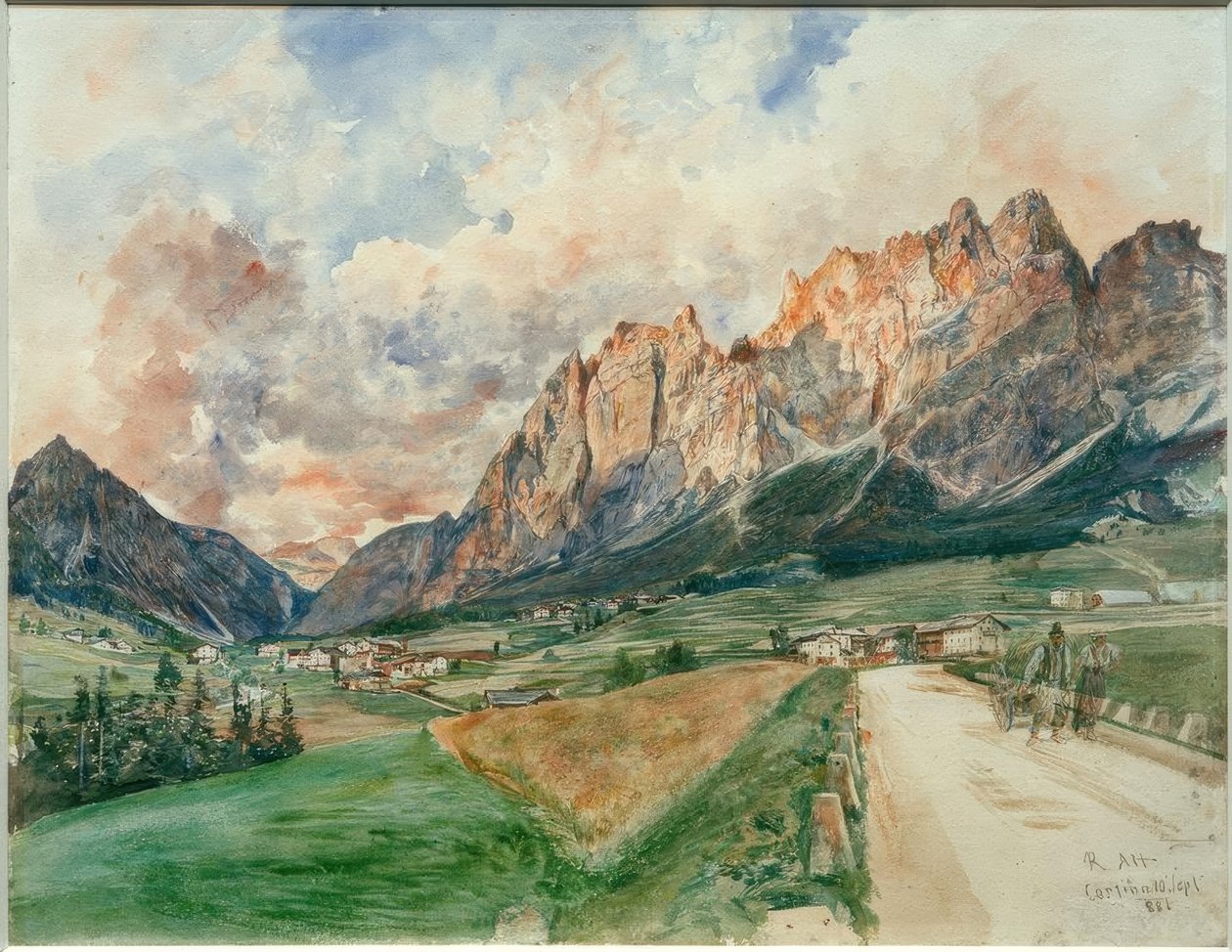 Pomagagnon-veggene med Cortina dAmpezzo av Rudolf von Alt