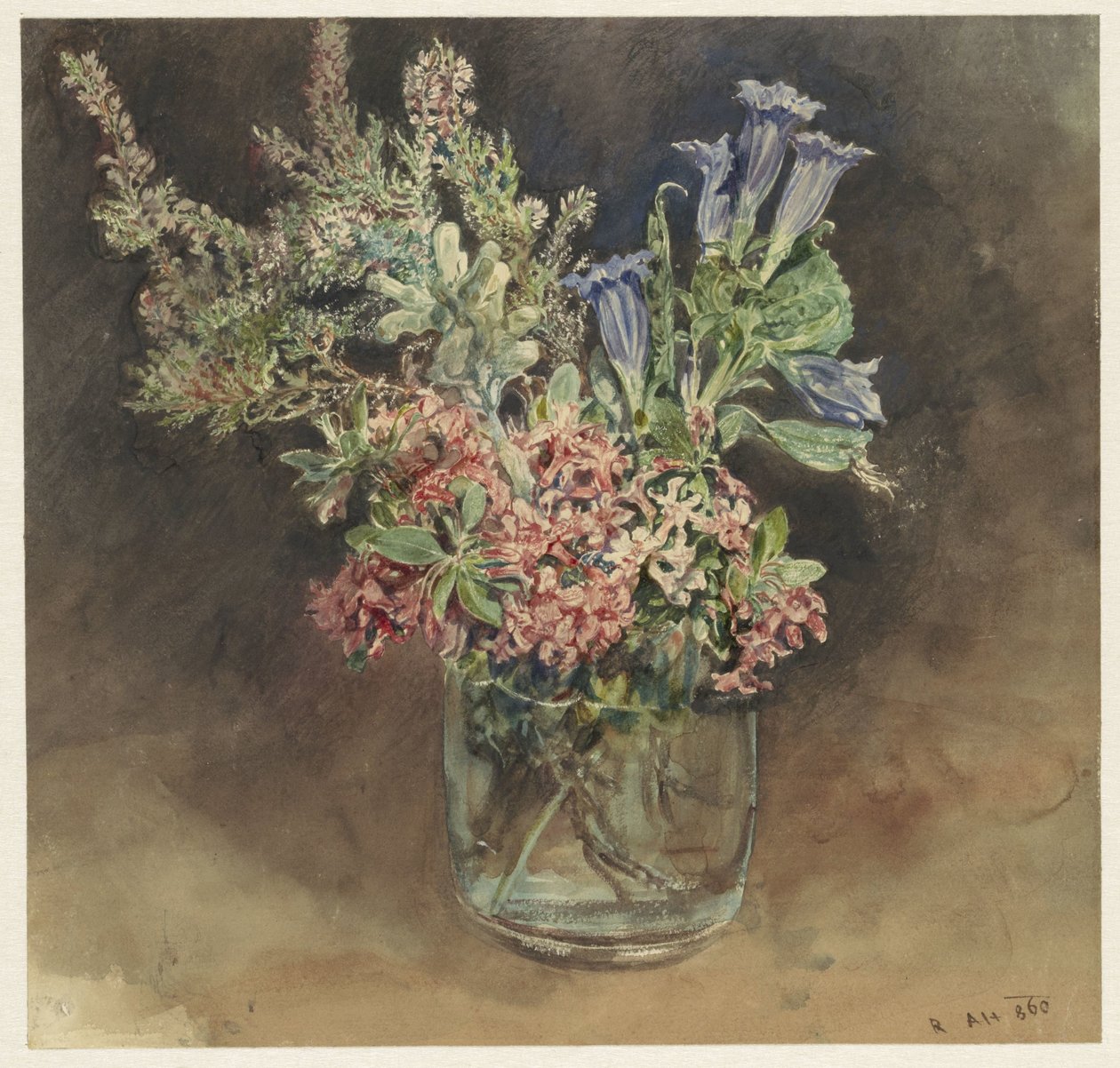 Glass med alpine blomster av Rudolf von Alt