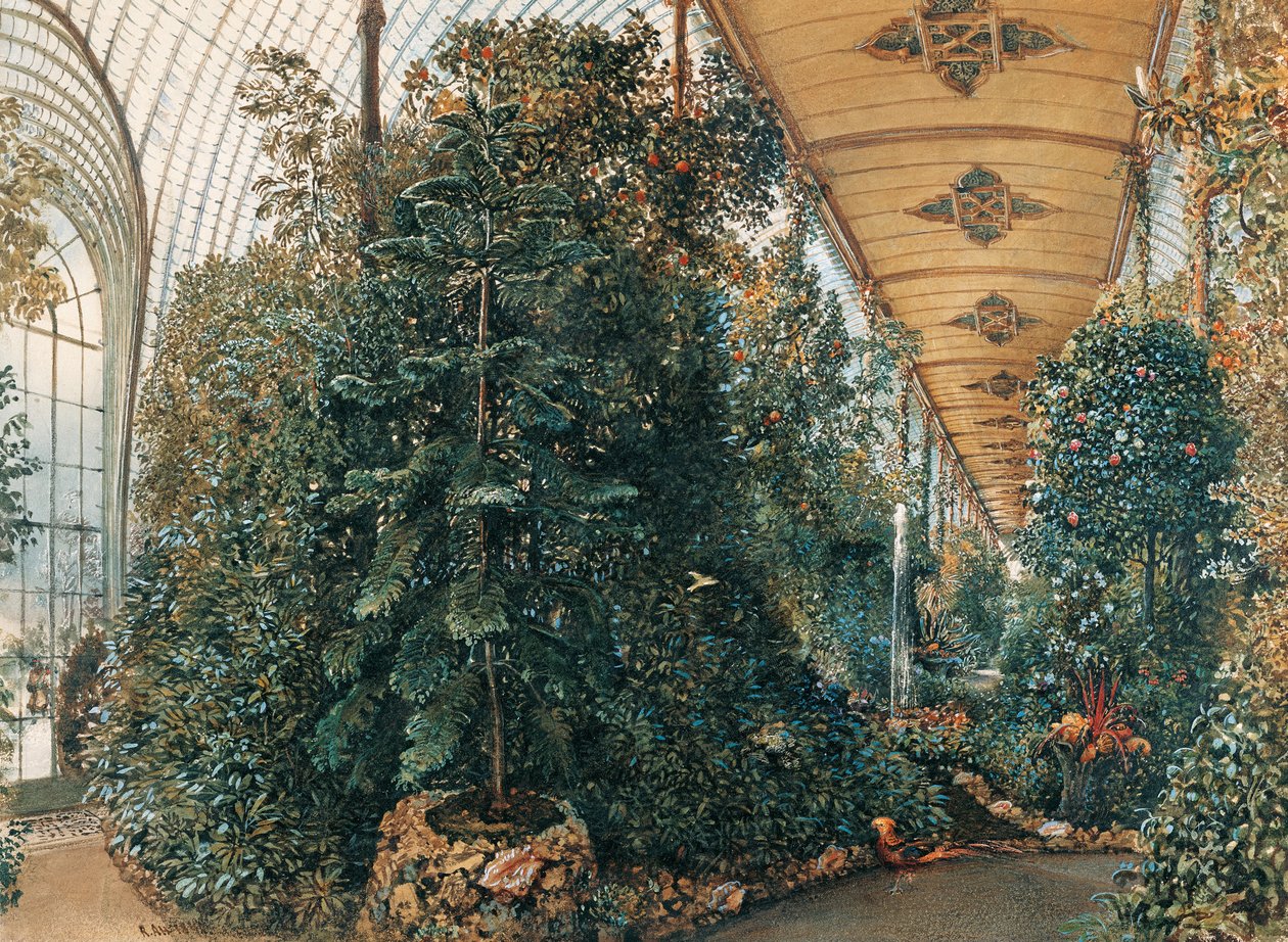 Interiøret i Palm House of Lednice Palace av Rudolf von Alt