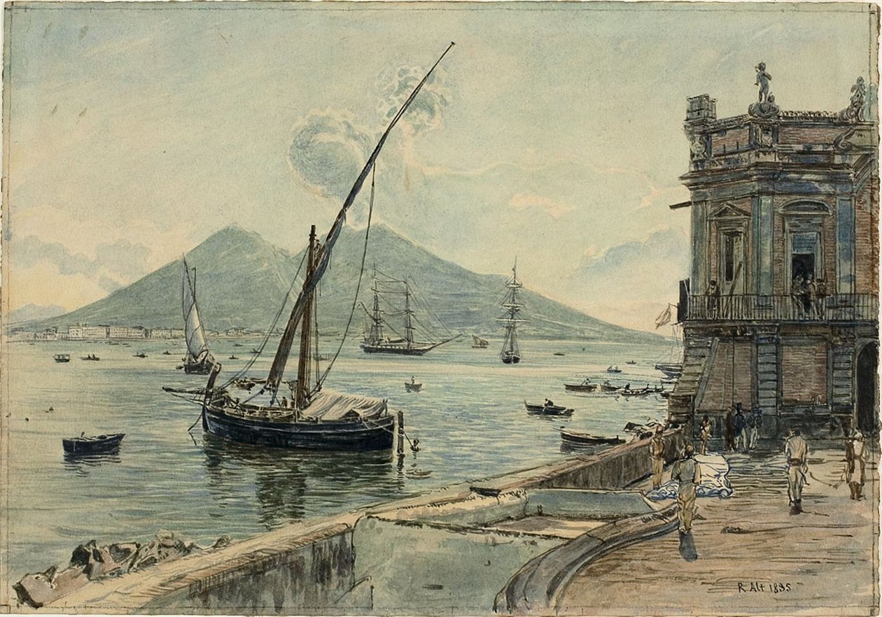 Napoli med Vesuv av Rudolf von Alt