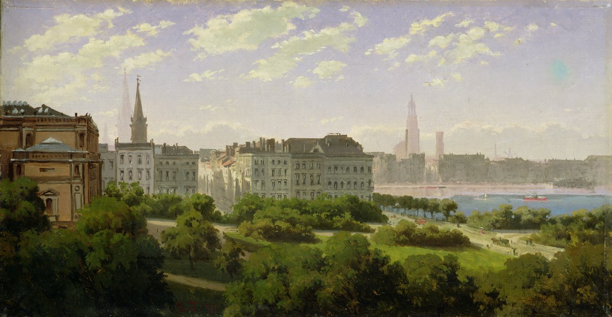 Hamburg Kunsthalle og Wallanlagen ved Glockengiesserwal, 1875 av Rudolf von Turcke