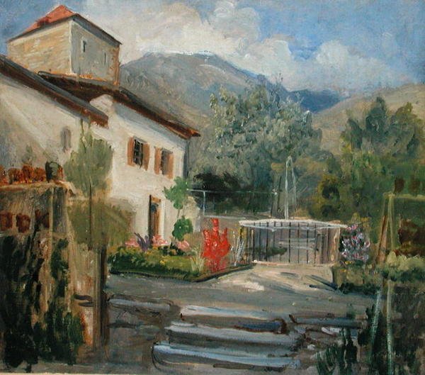 Garden at Merano, 1840 (olje på lerret om bord) av Rudolph Friedrich Wasmann