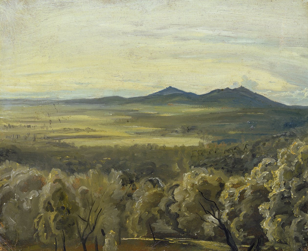Italiensk landskap, 1833 (olje på papir lagt ned på papp) av Rudolph Friedrich Wasmann