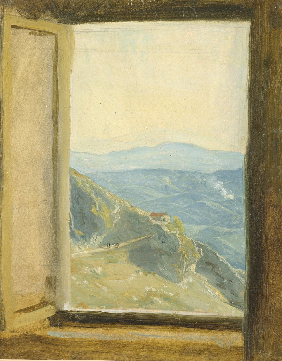 Utsikt over Campania, ca. 1833 (olje på papir montert på kort) av Rudolph Friedrich Wasmann