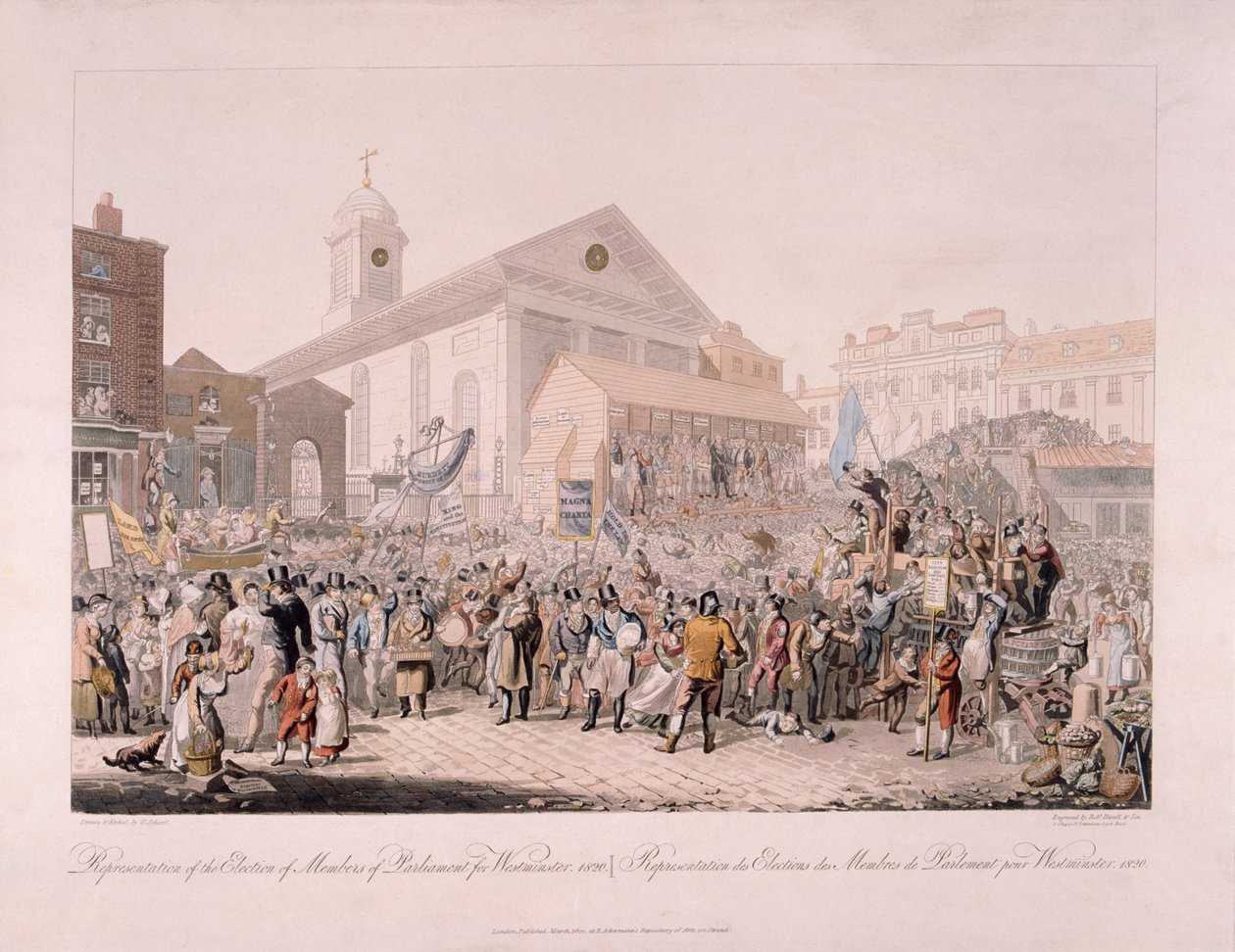 Valg i Covent Garden, London, 1818. av Rudolph Ackermann