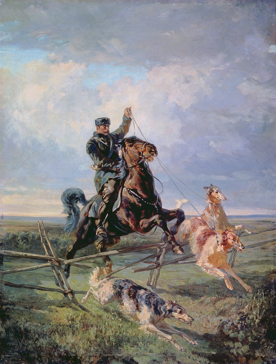 Huntsman with the Borzois, 1872 av Rudolph Frenz