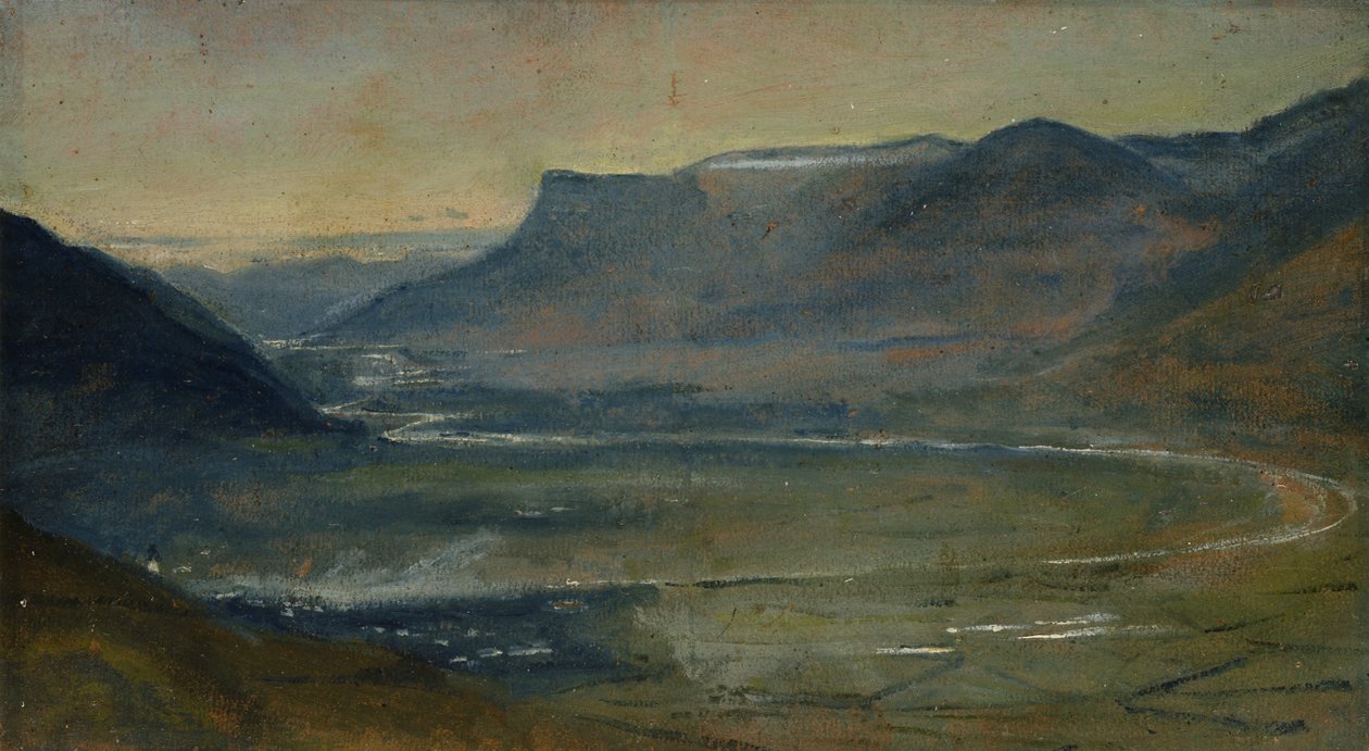 Utsikt over Etschtal ved Mendel (olje på papir på papp) av Rudolph Friedrich Wasmann