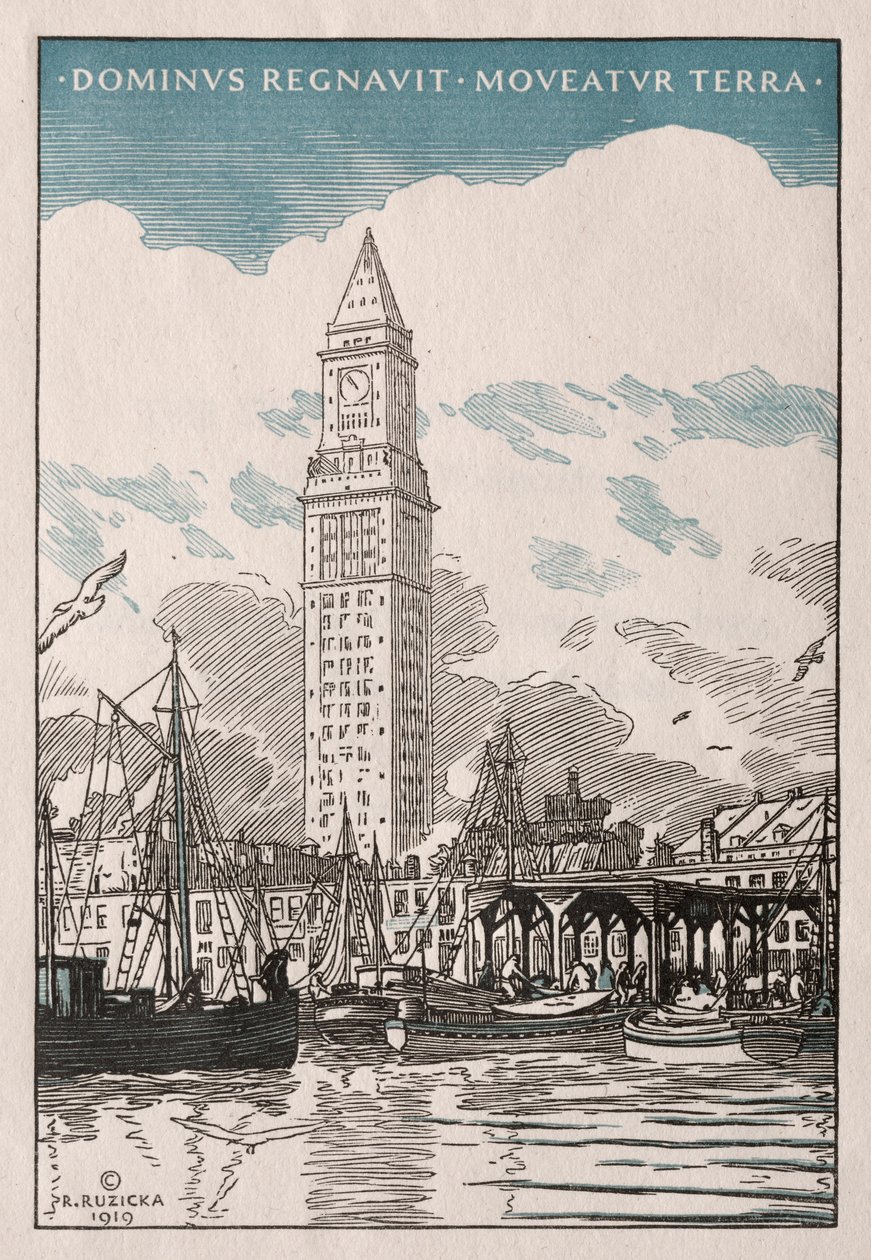 Custom House Tower fra vannkanten av Rudolph Ruzicka