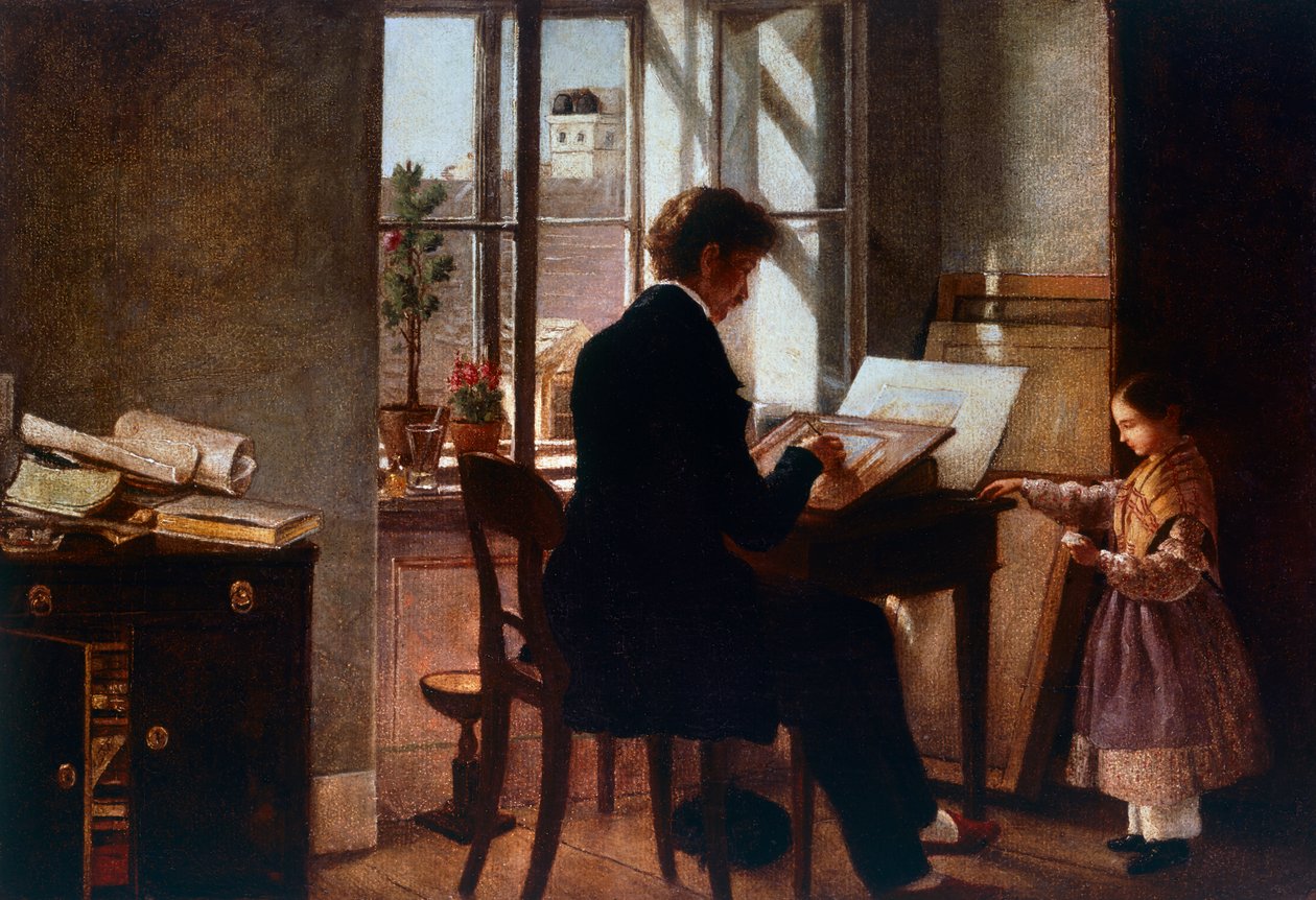 Ved vinduet, av Rudolf von Alt (1812-1905), olje på lerret. av Rudolf von Alt