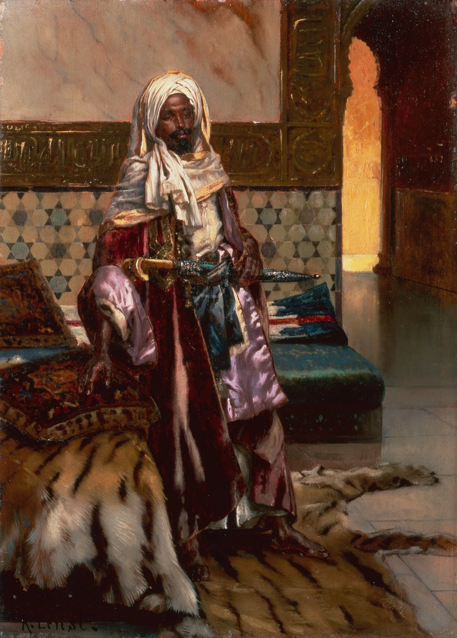 Den nubiske garde (olje om bord) av Rudolphe Ernst