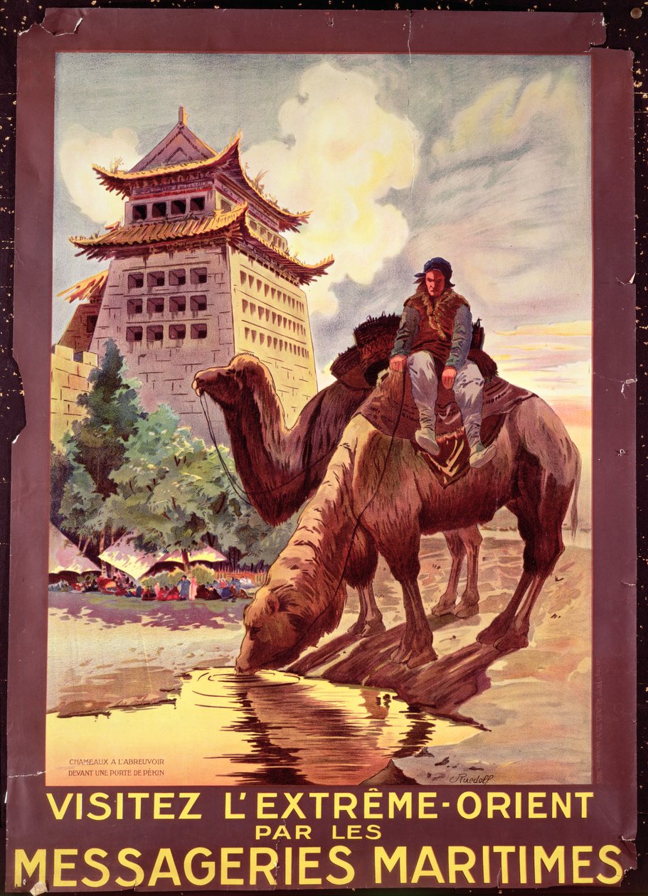 Camels Watering foran Gates of Pekin, plakat som reklamerer for 