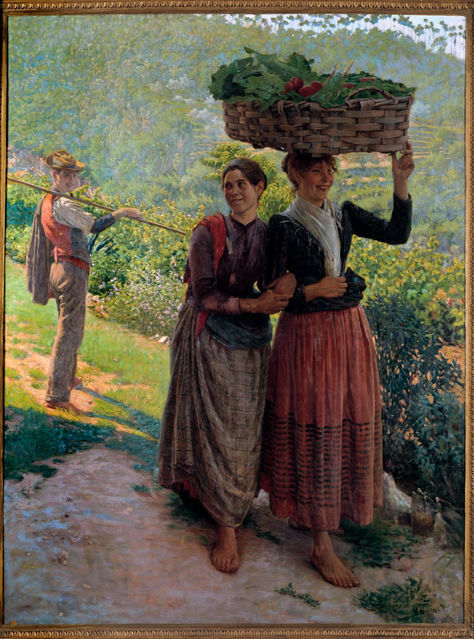 Livet på landsbygda, Scene for forførelse i vingårdene i Toscana av Ruggero Focardi