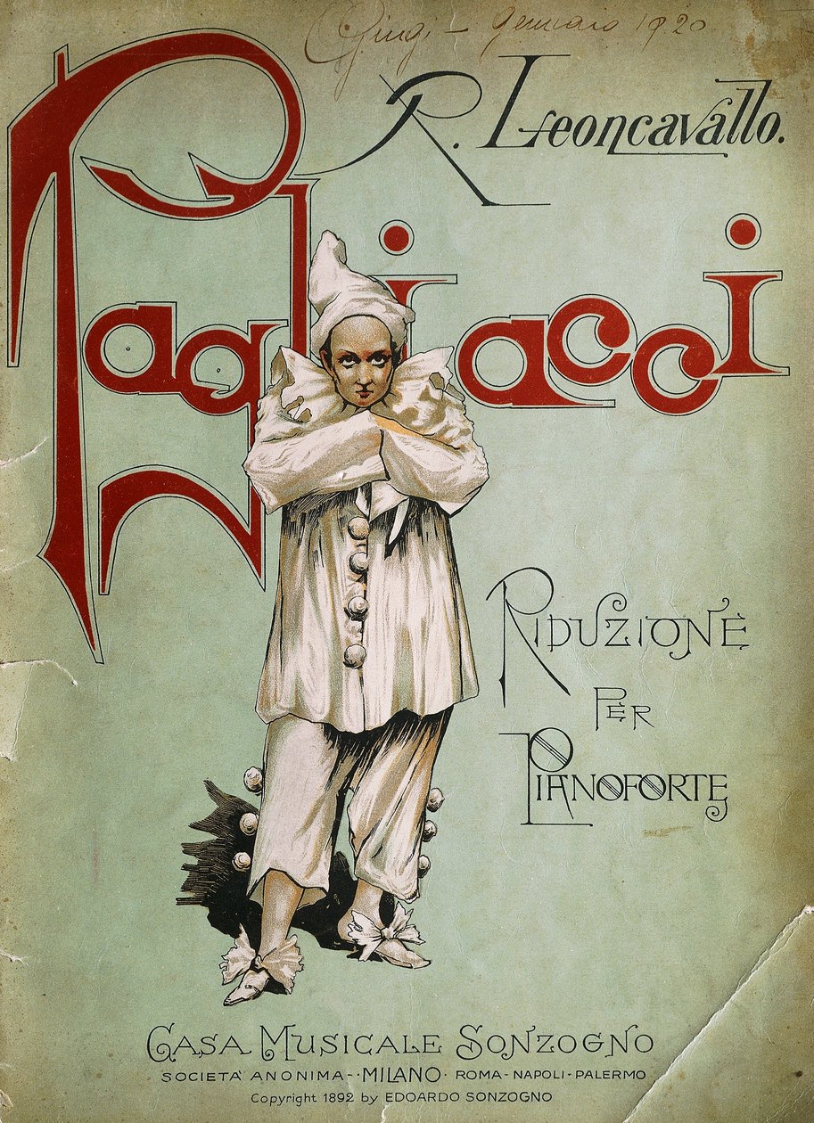 Tittelside til Pianoreduksjon for Pagliacci av Ruggero Leoncavallo