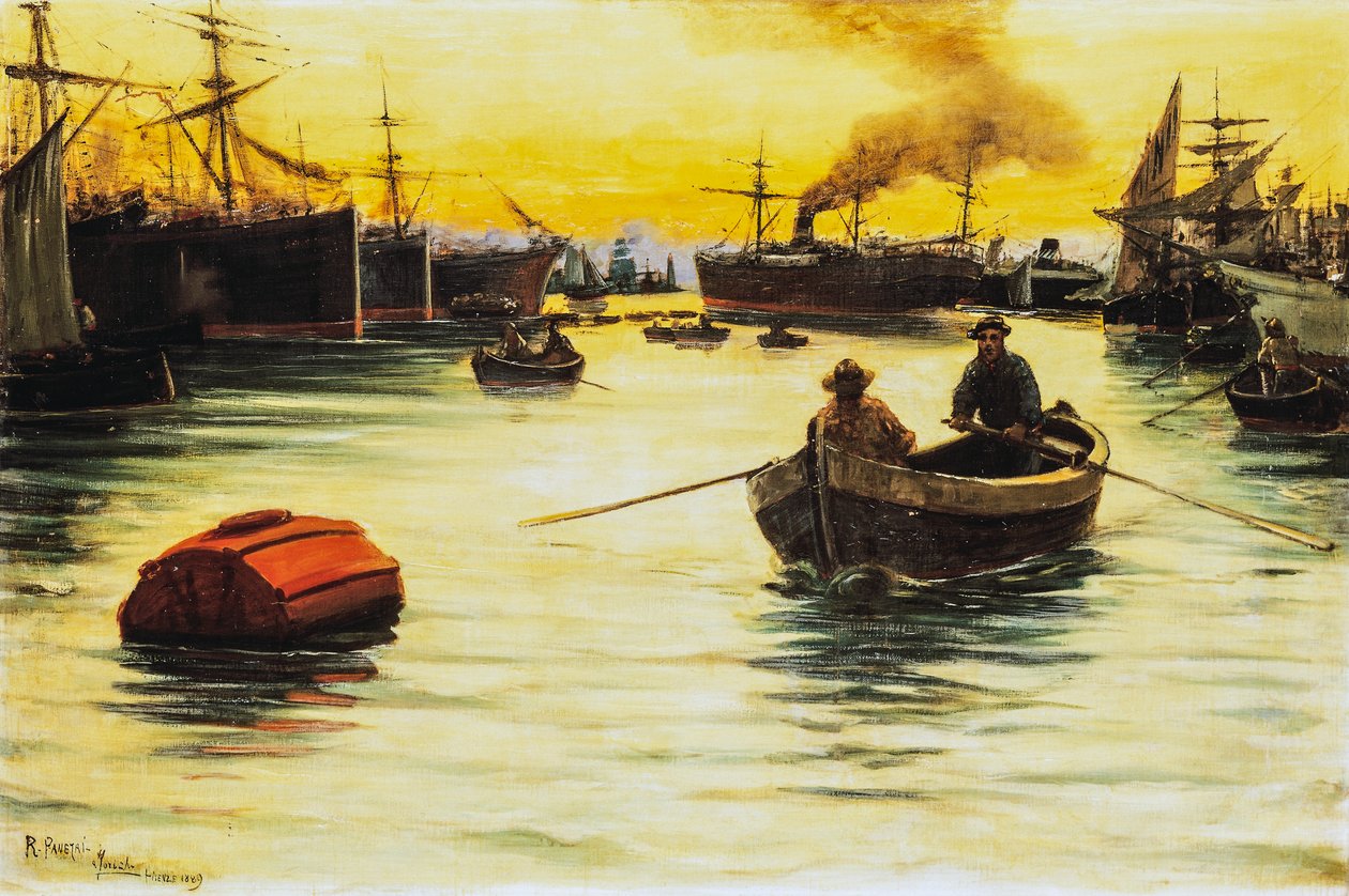 Solnedgang ved havnen av Ruggero Panerai