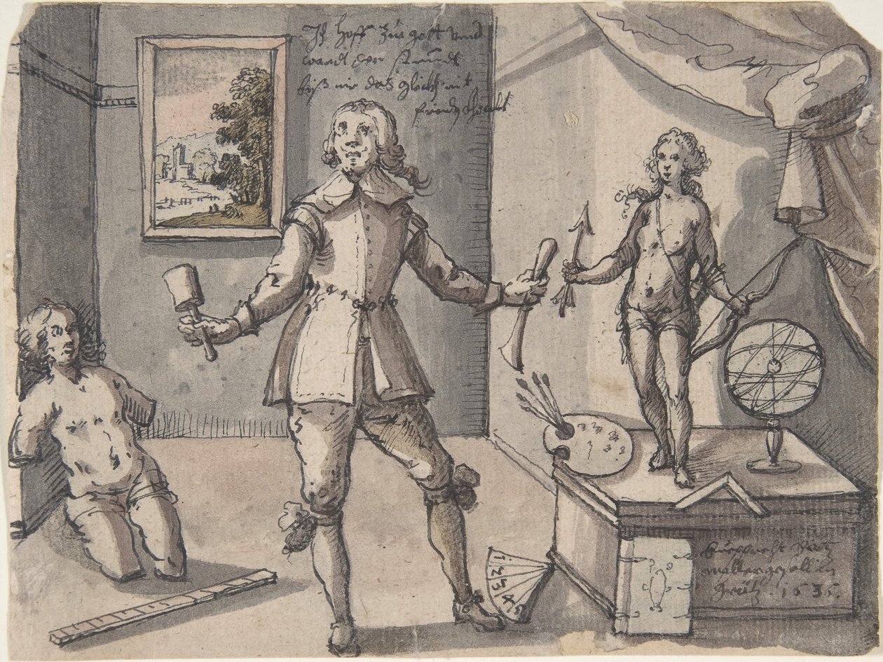 Kunstneren i studioet hans, 1636. av Ruprecht Bartz