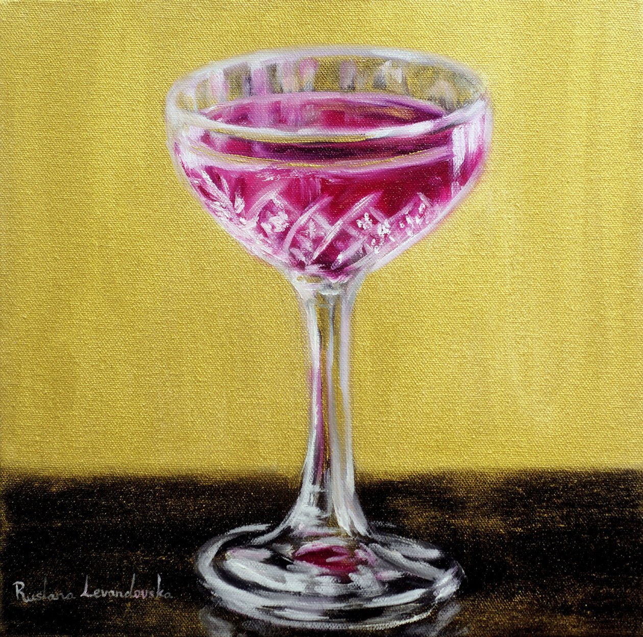 En dames skål, 2025 (olje på lerret) av Ruslana Levandovska