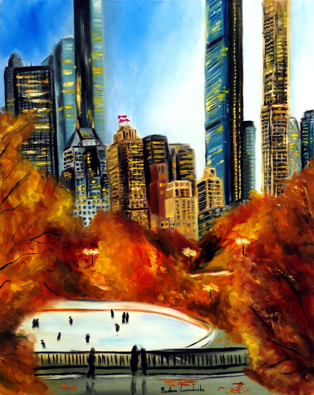New York City Central Park om høsten, 2023 (olje på lerret) av Ruslana Levandovska