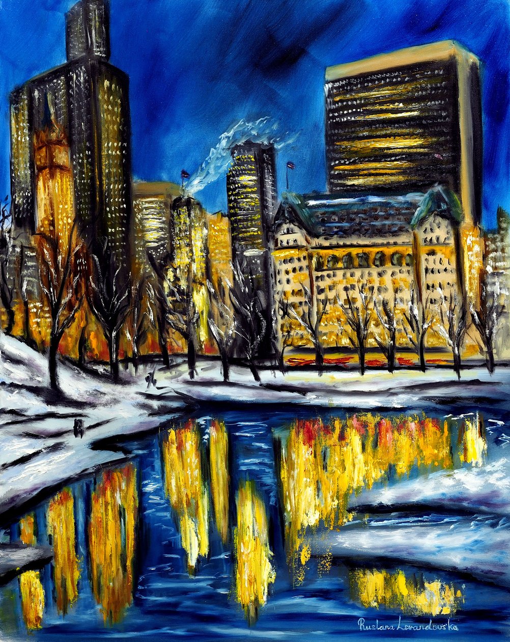New York City Central Park om vinteren, 2023 (olje på lerret) av Ruslana Levandovska