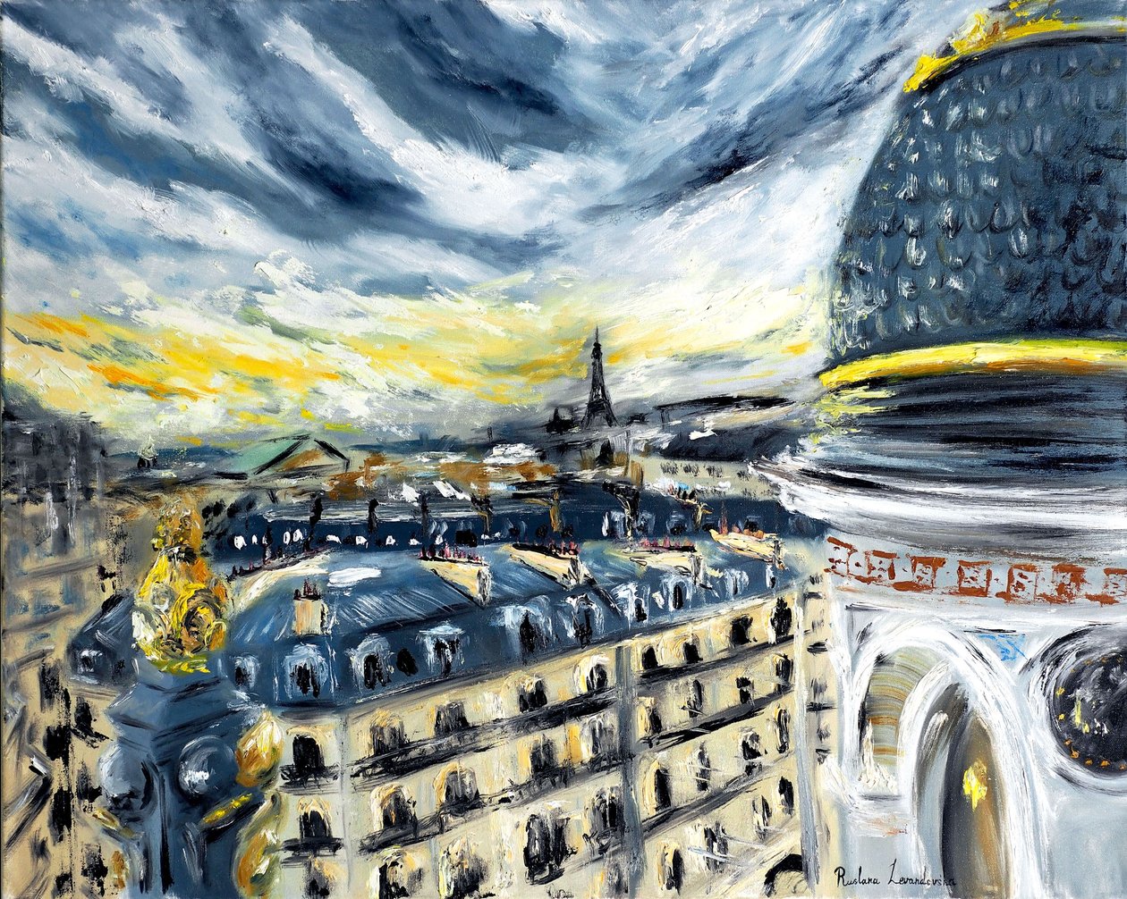 Paris#39; hustak, 2021 (olje på lerret) av Ruslana Levandovska