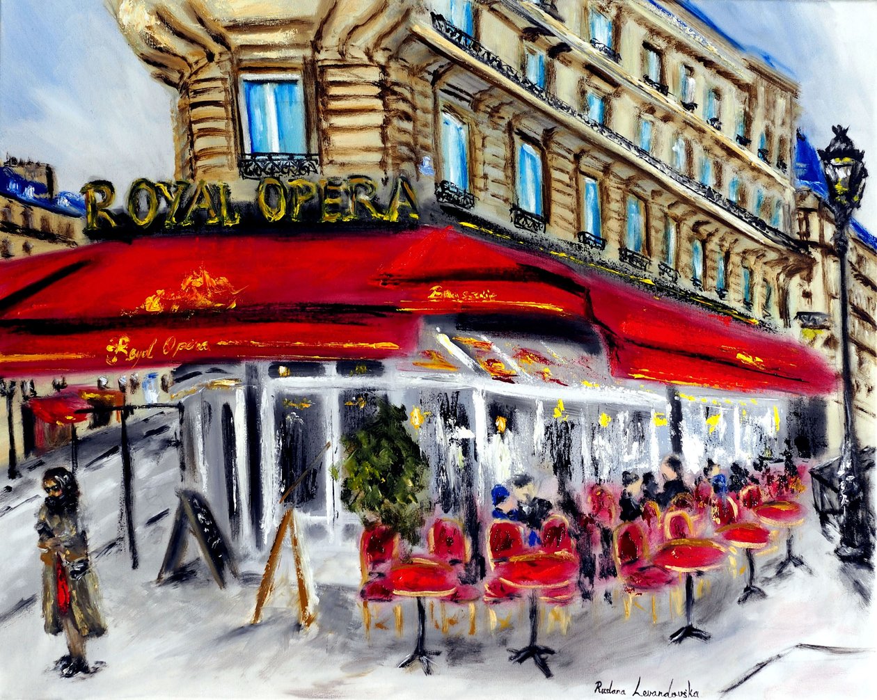 Restauranten Royal Opera Paris, 2022 (olje på lerret) av Ruslana Levandovska