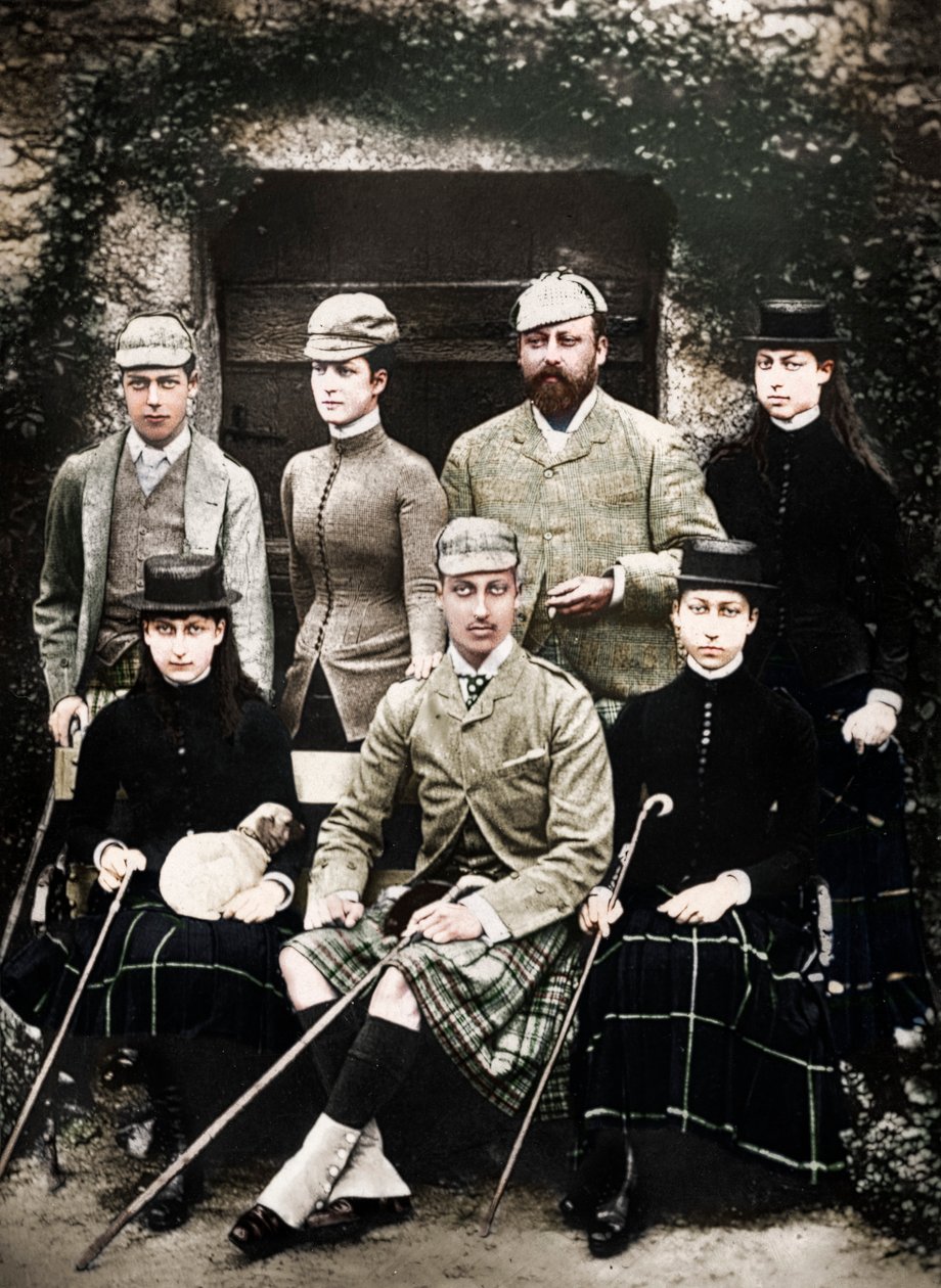 Prinsen og prinsessen av Wales i skytedrakt, 1900 av Russell and Sons