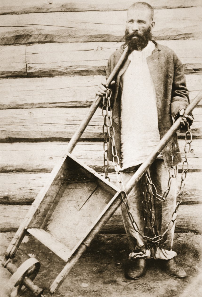 Dømt i Sibir, ca. 1890-tallet (sepia-bilde) av Russian Photographer