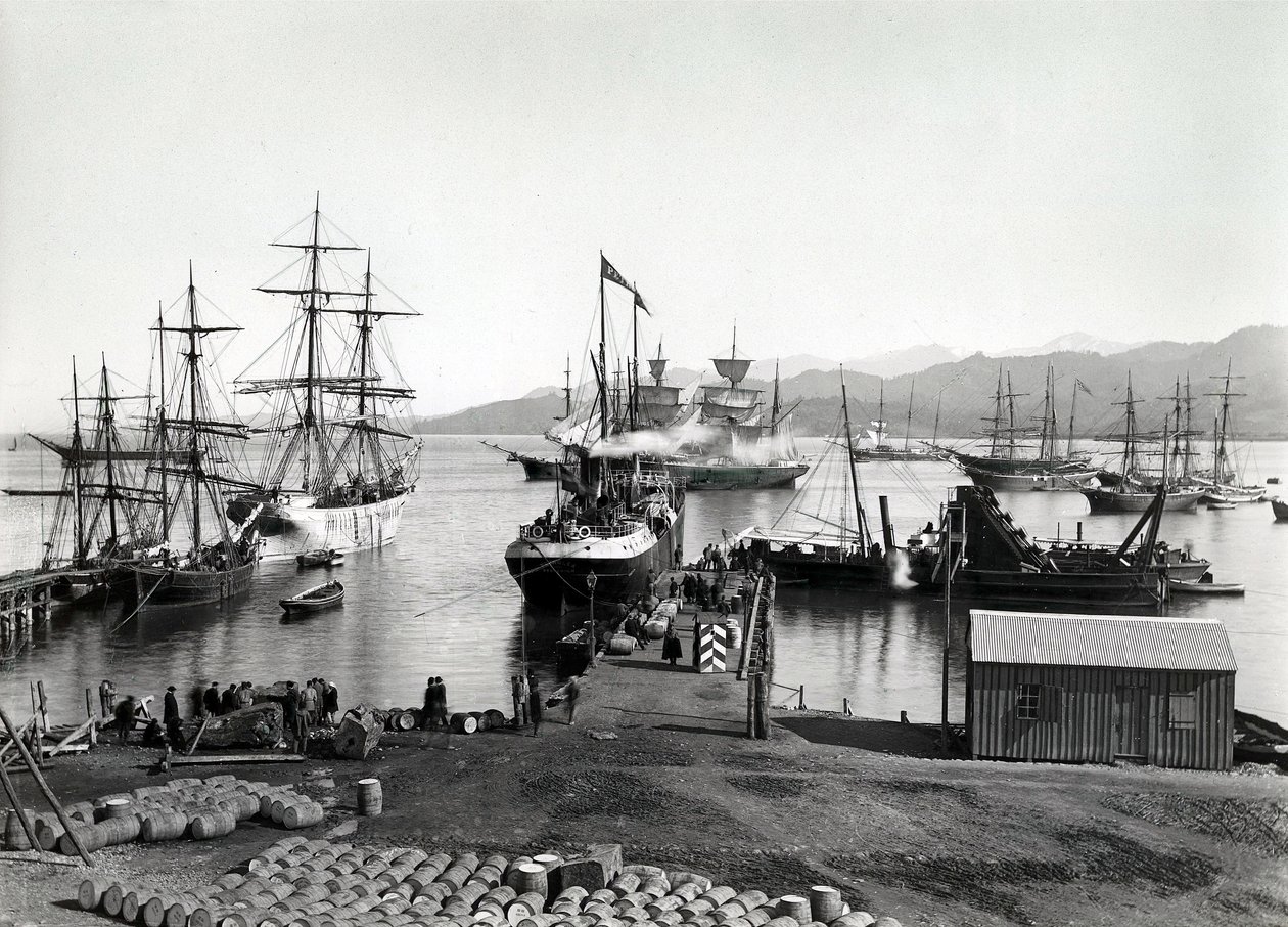 Frakt på Neva, St. Petersburg, ca. 1880 av Russian Photographer
