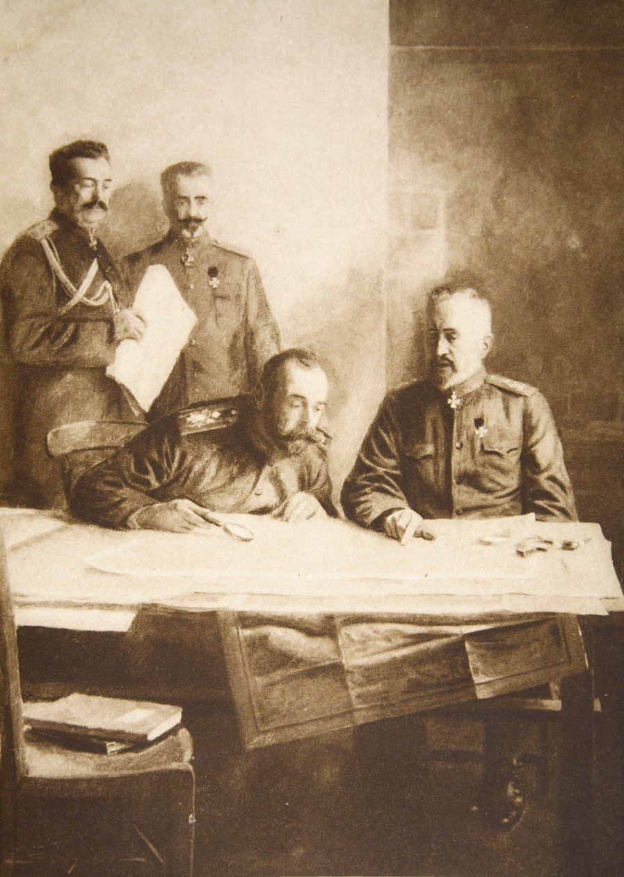 Keiseren av Russland med storhertug Nicholas i fronten (sepia-bilde) av Russian Photographer