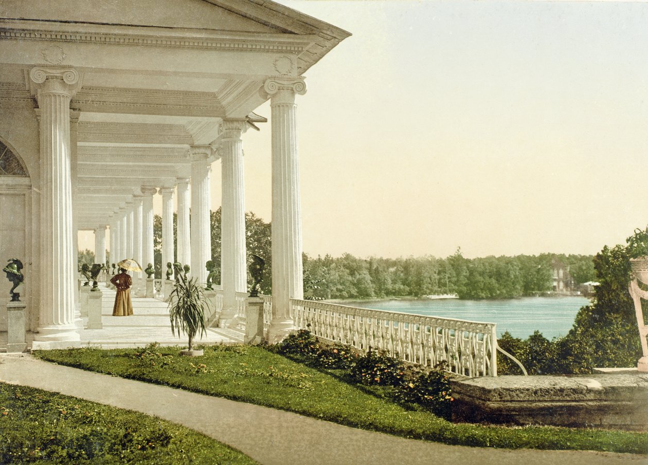 Vintage postkort av terrassen ved Tsarskoye Selo, 1890-tallet av Russian Photographer