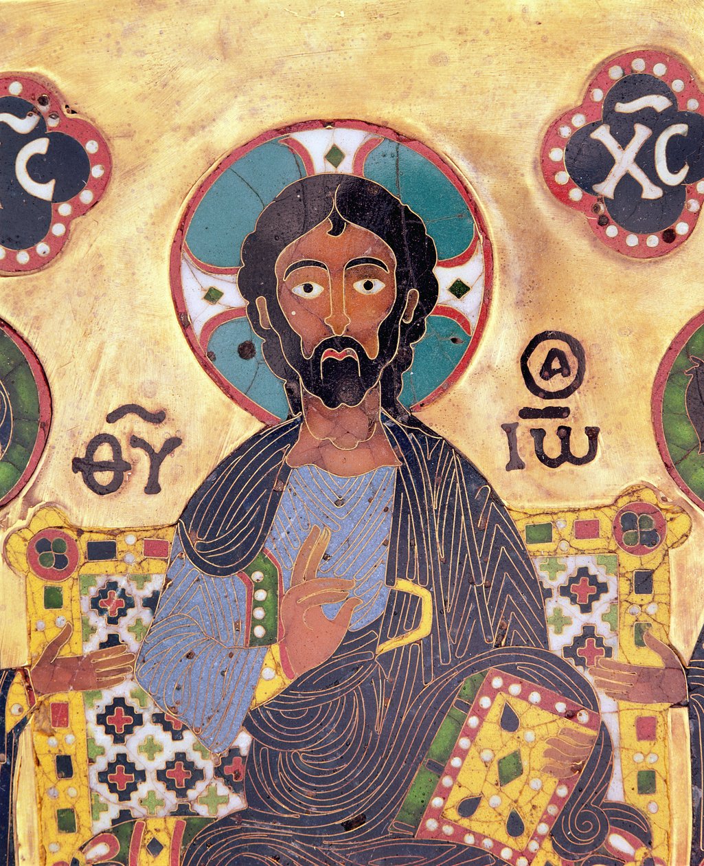Christ Enthroned (cloisonne-emalje) av Russian School