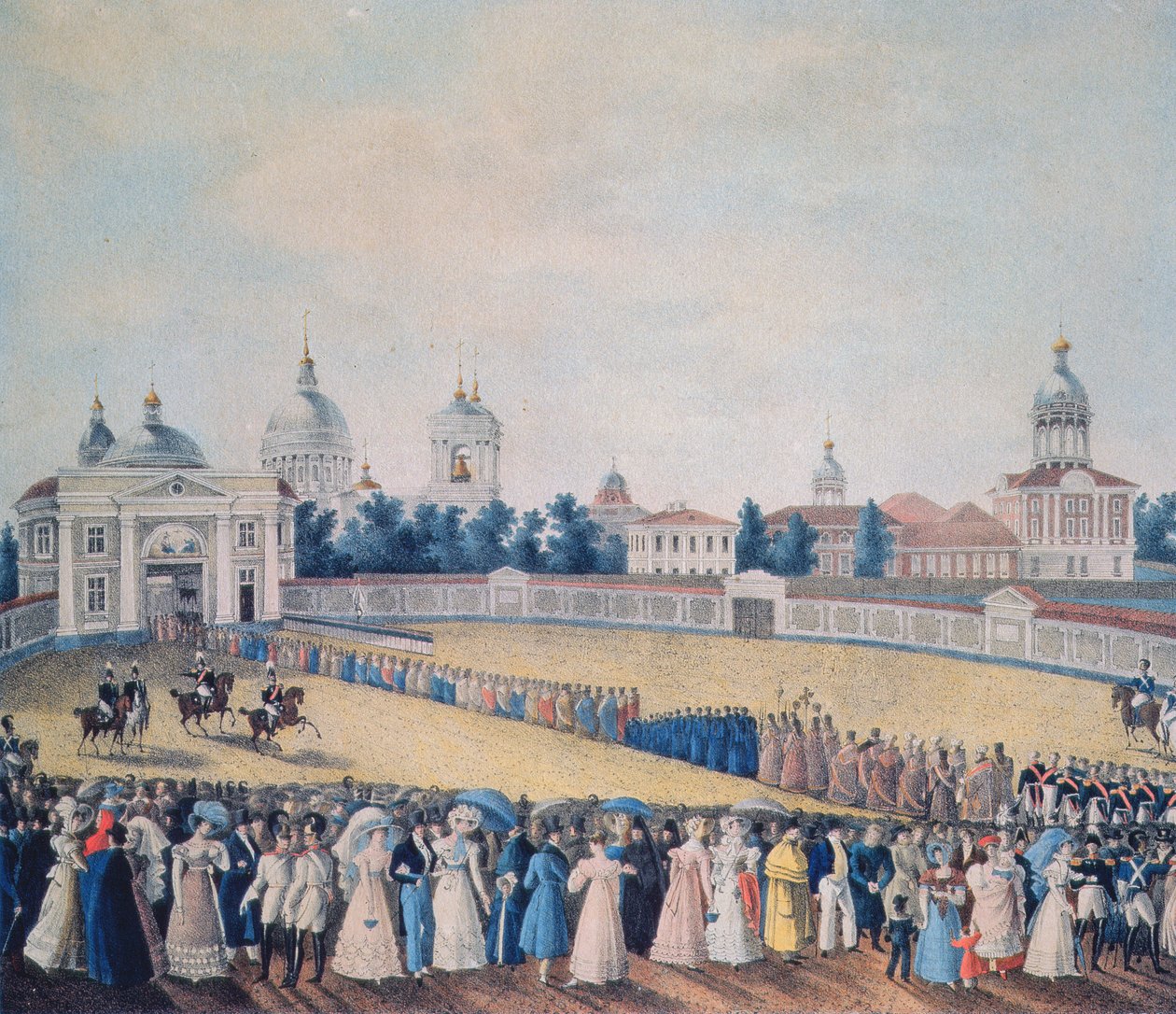 Besøket av Alexander I (1777-1825) til Alexander Nevsky-klosteret, 1821 av Russian School