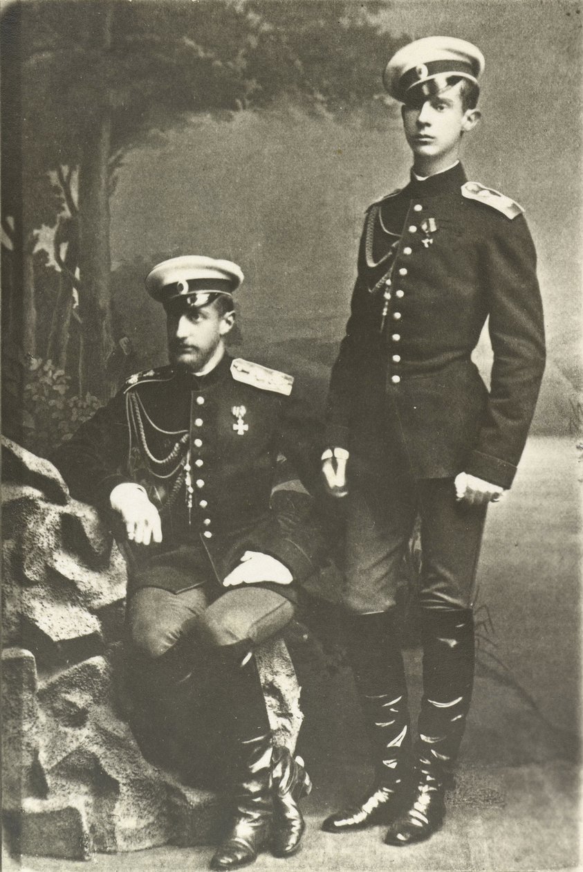 Les grands ducs Constantin Constantinovitch (1858-1915) og Dimitri Constantinovitch (1860-1919) - Storhertug Constantin Constantinovich og storhertug Dimitri Constantinovich av Russland, Anonym . Silver Gelatin Photography, ca. 1890. Russisk statsfilm an av Russian Photographer