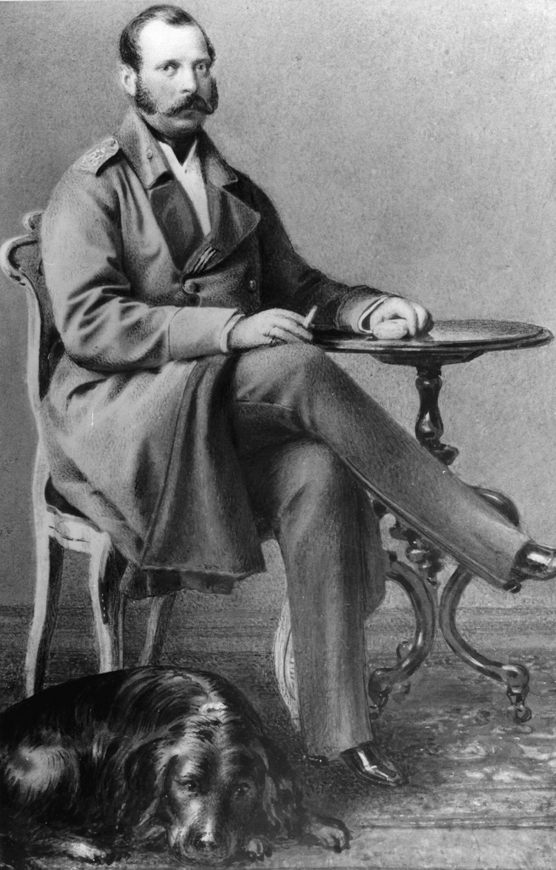 Portrett av keiser Alexander II av Russland (Alexandre II, Alexandre Nikolaievitch Romanov, Alexander II Nikolaevich) (1818-1881) av Russian Photographer