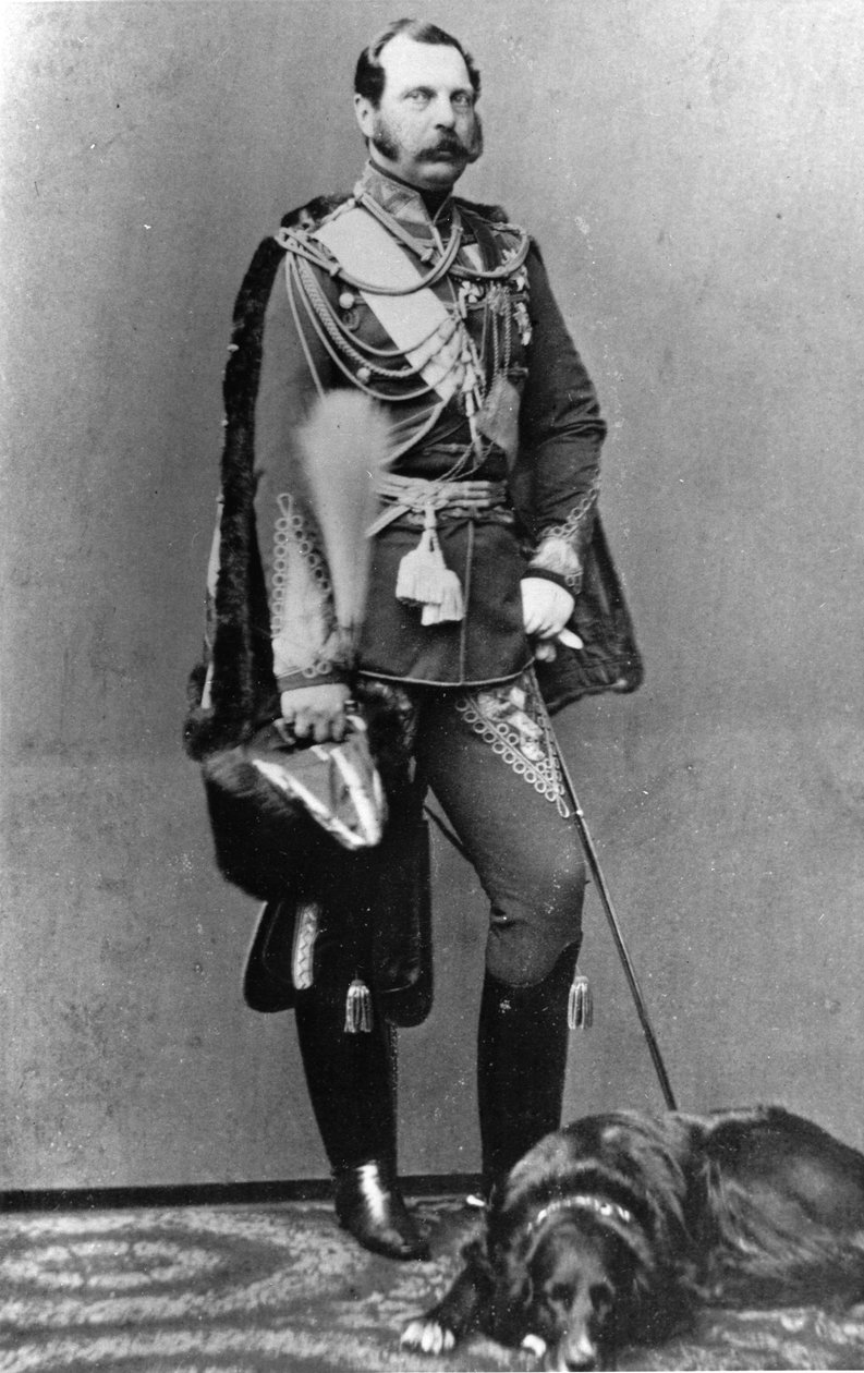 Portrett av keiser Alexander II av Russland (Alexandre II, Alexandre Nikolaievitch Romanov, Alexander II Nikolaevich) (1818-1881). av Russian Photographer