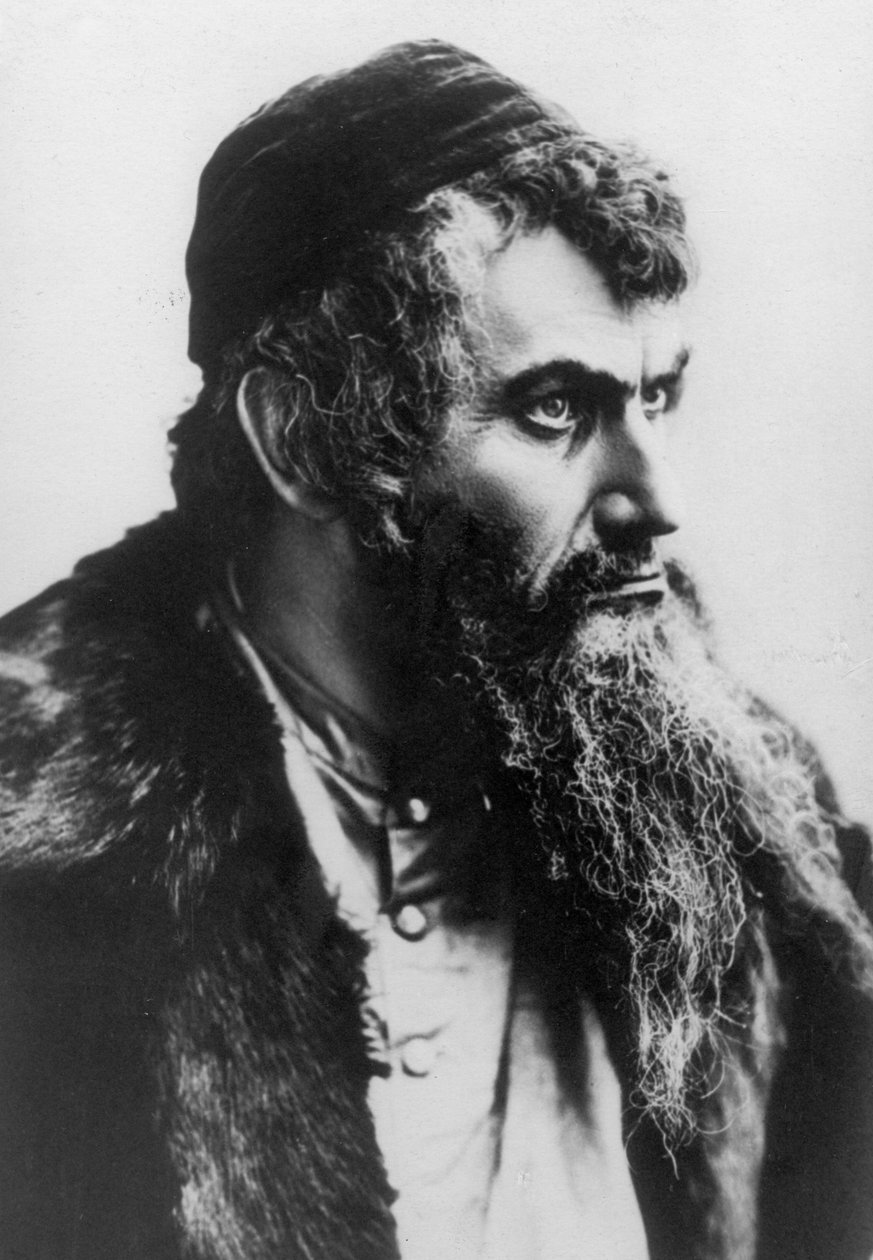 Raphael Adelheim i rollen som Shylock i den russiske produksjonen av "The Merchant of Venice" fra 1898 av Russian Photographer
