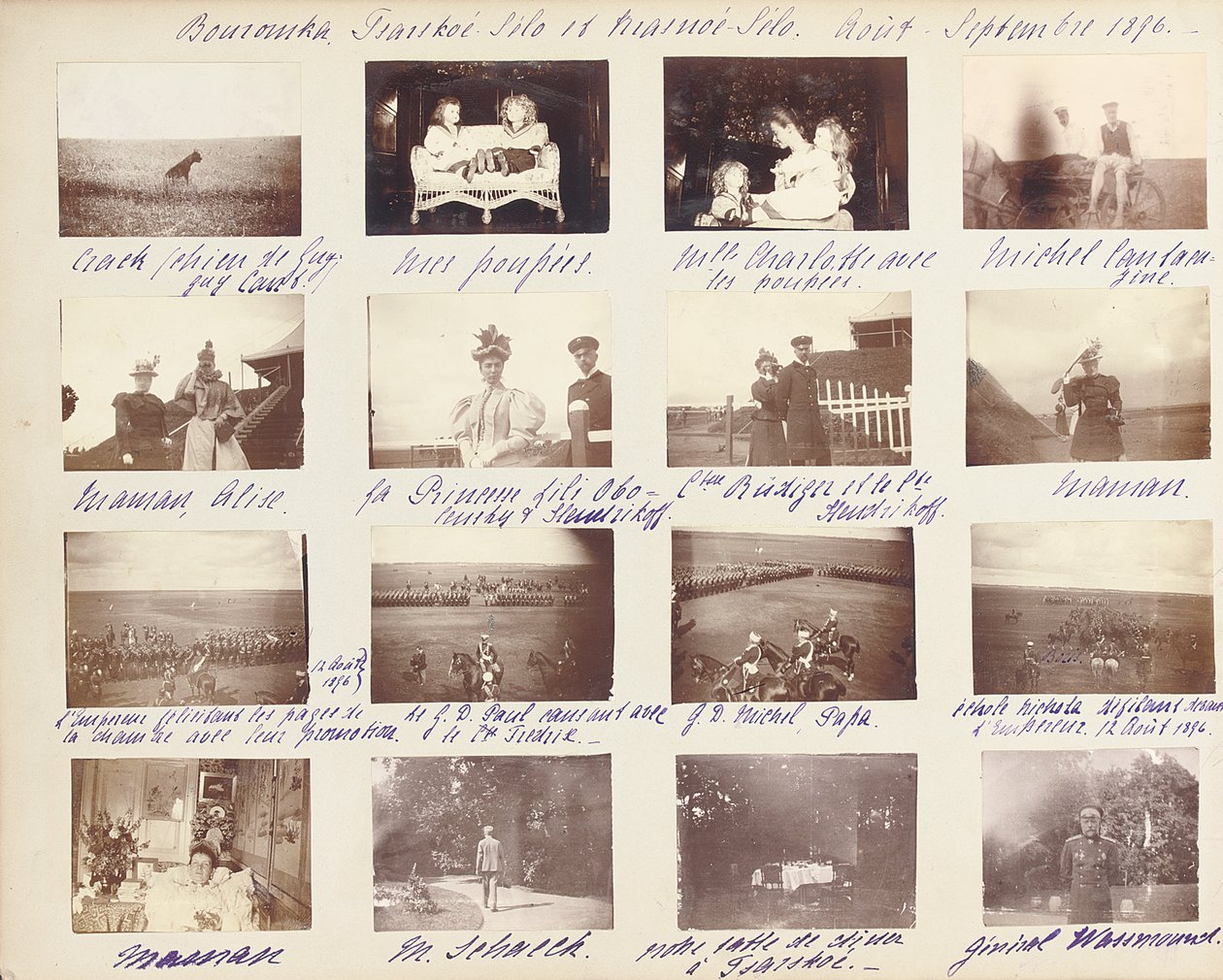 Den russiske keiserfamilien, side fra et album med fotografier, ca. 1897-99 (s/hvitt-foto) (se også 487673-80) av Russian Photographer