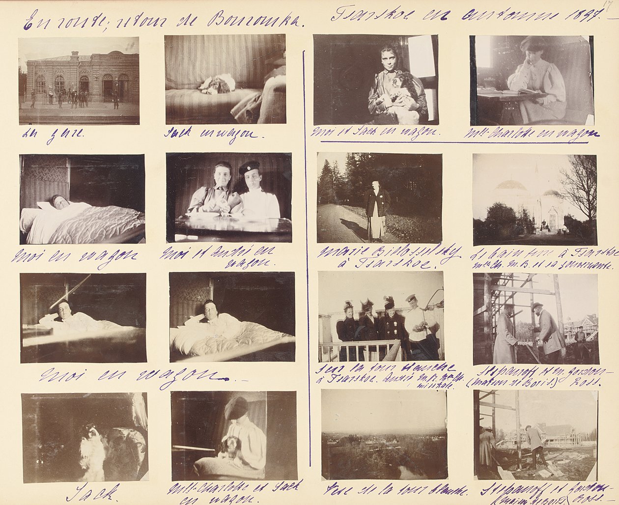 Den russiske keiserfamilien, side fra et album med fotografier, ca. 1897-99 (s/hvitt-foto) (se også 487673-80) av Russian Photographer