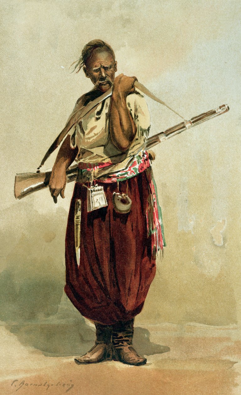 Zaporogue Cossack fra 1600-tallet, sent på 1800-tallet av Russian School