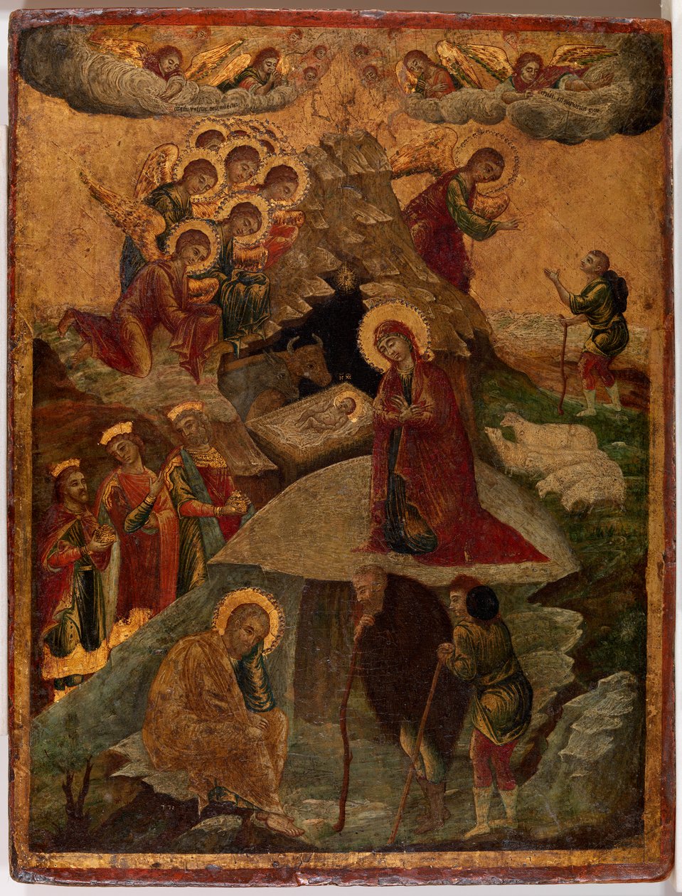 Adoration of the Magi, 1500 (tempera og bladgull på panel) av Russian School